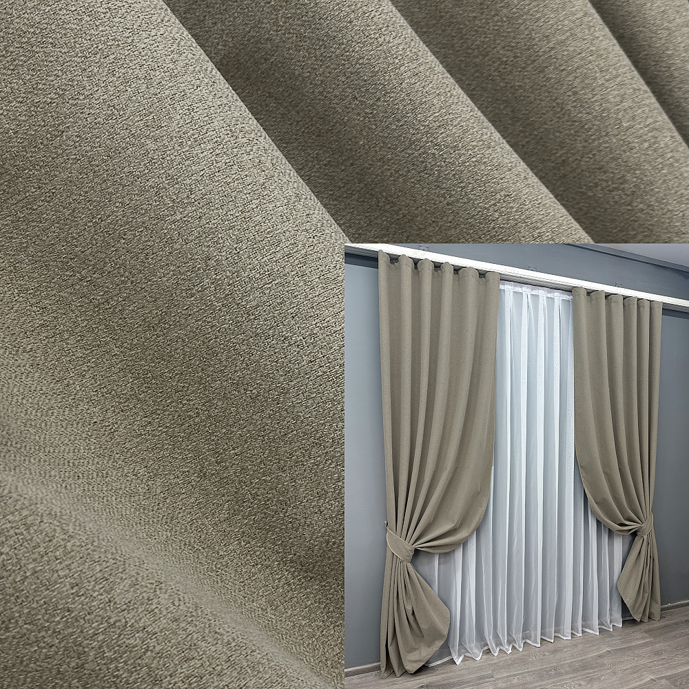 Комплект готових штор VR-Textil Льон блекаут № 1719ш Сіро-бежевий 150х270 см 2 шт (33-0630) Київ - фото 1