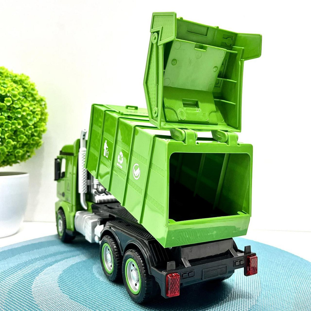 Спецтехніка машинка Сміттєвоз інерційна звук підсвічування рухомі деталі 31 см Зелена (GC017) Чернігів - фото 6