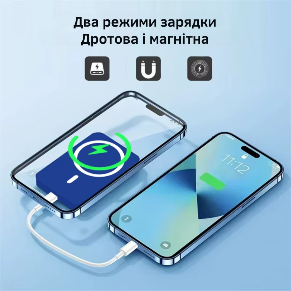 Павербанк с беспроводной магнитной зарядкой 5000мАч, Powerbank беспроводной для iPhone MagSafe Black Каменец-Подольский - изображение 5