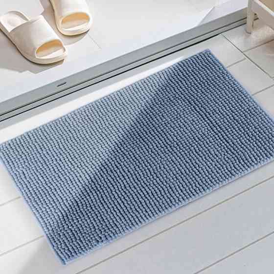 Коврик для ванны и душа из мягкого длинного ворса Bathlux 45х75 см нескользящий, прорезиненный Голубой Каменец-Подольский