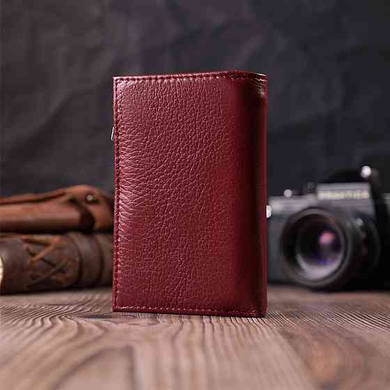 Кожаный женский кошелек в три сложения ST Leather 22489 Бордовый Киев