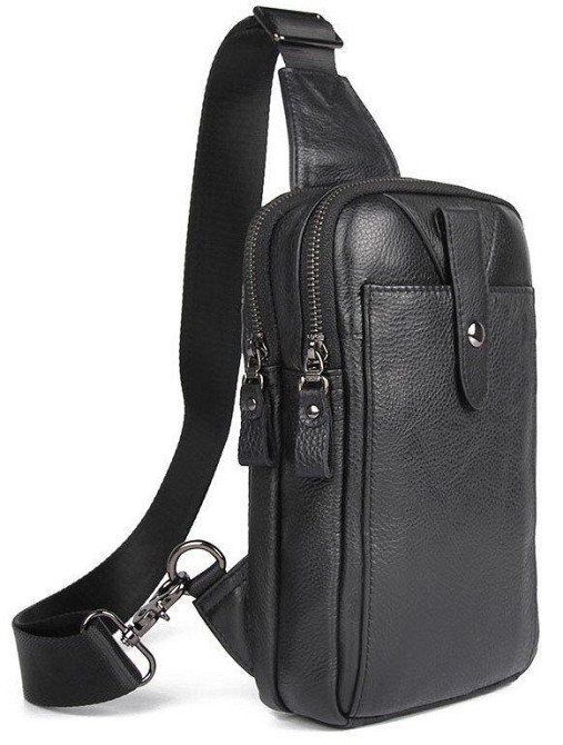 Сумка чоловіча шкіряна в зернистої шкірі через плече Чорна (Vintage) Київ - фото 6