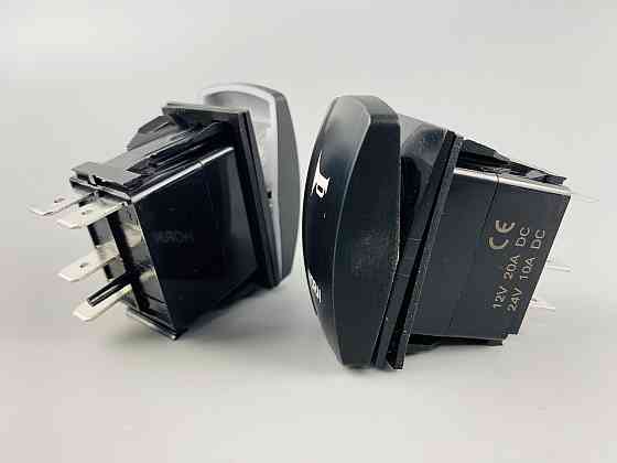 Клавіша вимикач ON-OFF-ON, 4 ніжки, синя підсвітка, малюнок — "сигнал додатковий". Мукачево