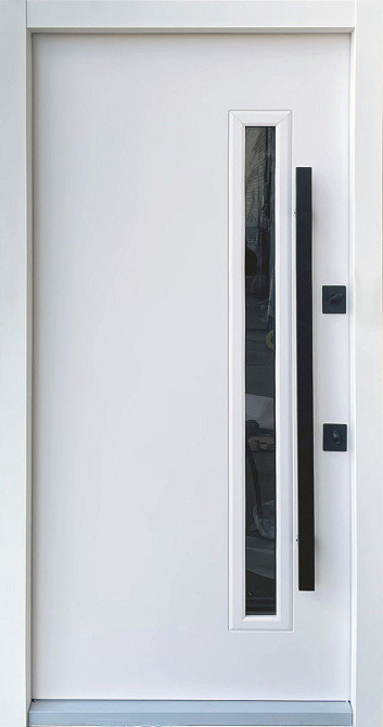 Двері вуличні з ручкою трубою і магнітним прижимом, модель Rio-S loft, Антрацит/vin.Білий атлас Київ - фото 2