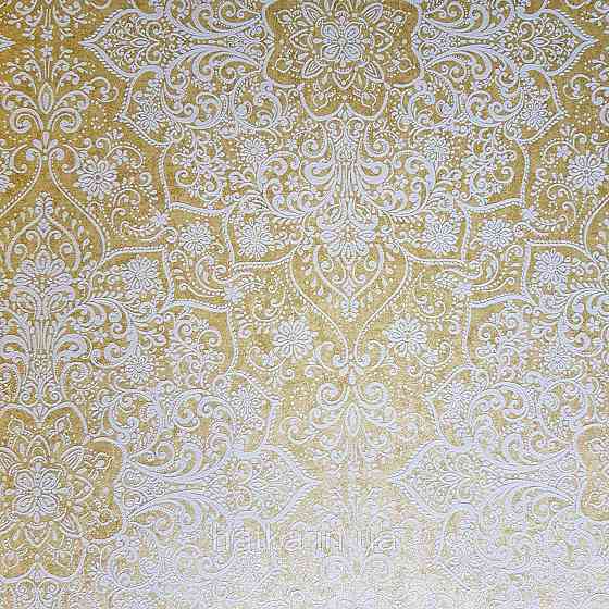 Шпалери флізелінові еко Rasch Kerala 0.53х10 м вензелі східний малюнок жовті білі з блиском Київ