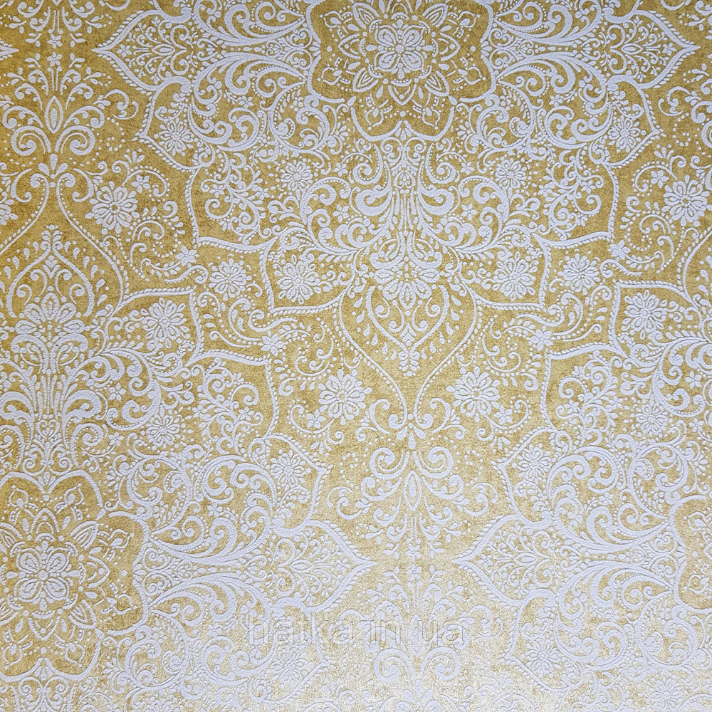 Шпалери флізелінові еко Rasch Kerala 0.53х10 м вензелі східний малюнок жовті білі з блиском Київ - фото 1