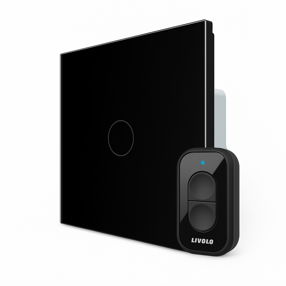 Радіокерований (дистанційний) сенсорний вимикач LIVOLO чорний матове скло, з пультом ДУ, 5А 230В, без нейтралі Коломия - фото 2