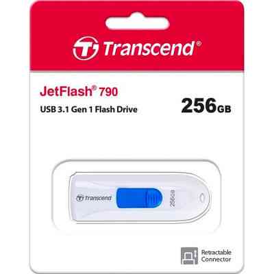 USB флеш накопитель Transcend 256GB JetFlash 790 White USB 3.1 (TS256GJF790W) Винница
