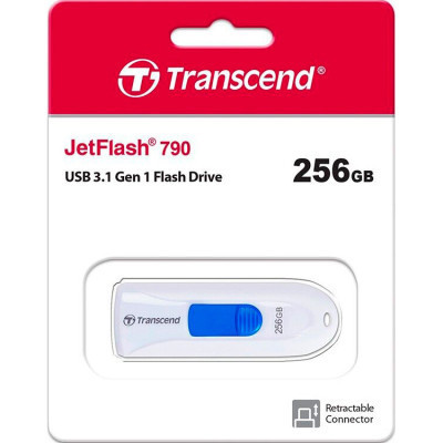 USB флеш накопитель Transcend 256GB JetFlash 790 White USB 3.1 (TS256GJF790W) Винница - изображение 5