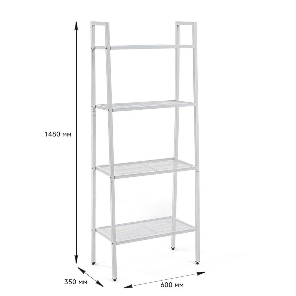 Стелаж-етажерка чотириярусний з металу 60х35х148см Білий SW-00002104 Київ - фото 3