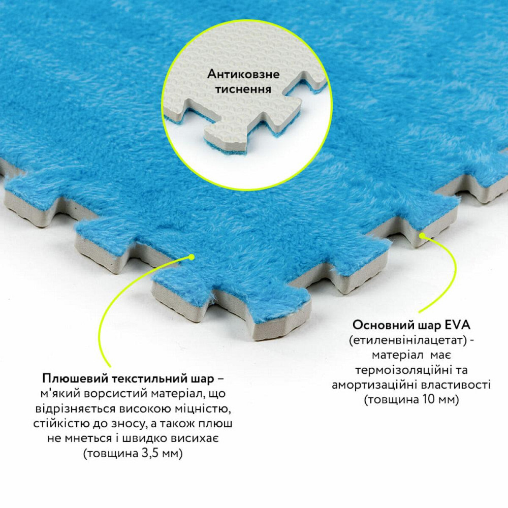 Плюшева блакитна підлога-пазл Київ - фото 3