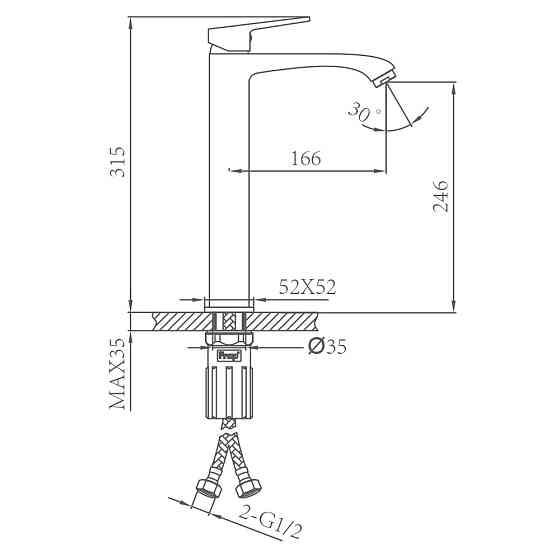 Змішувач для умивальника високий FRAP F1076-23 золотий сатин Київ