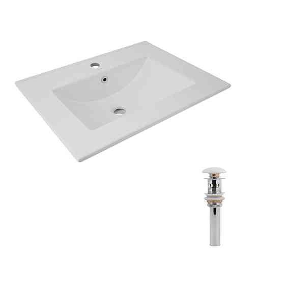 Комплект Albatross: Раковина врезная мебельная 620x460x180 мм, White, прямоугольная + Донный клапан Pop-up PU02O Киев