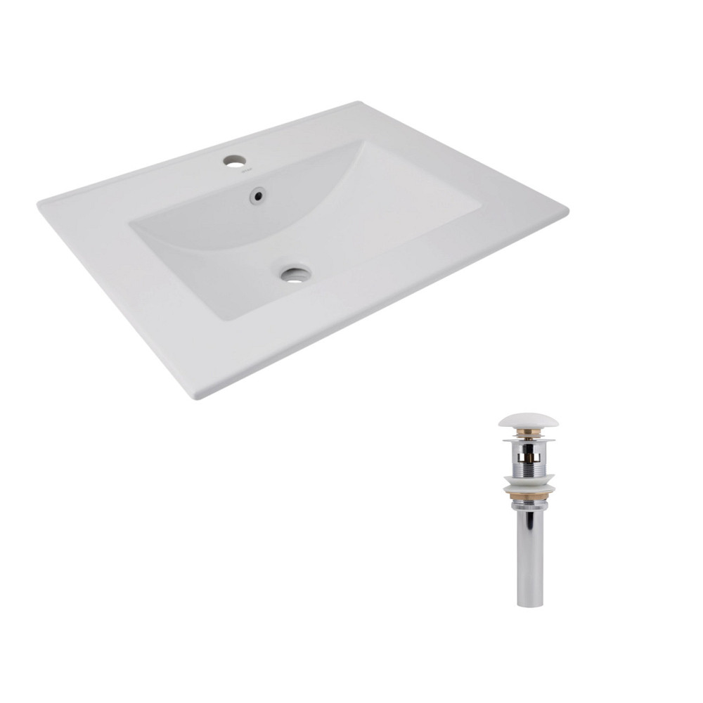 Комплект Albatross: Раковина врезная мебельная 620x460x180 мм, White, прямоугольная + Донный клапан Pop-up PU02O Киев - изображение 1