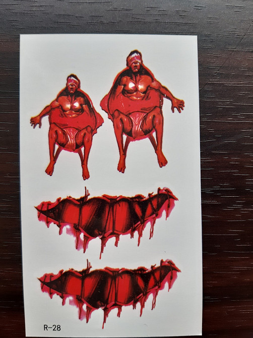 Татуювання тимчасова одноразова Halloween 10 на 6 см червоний Київ - фото 1