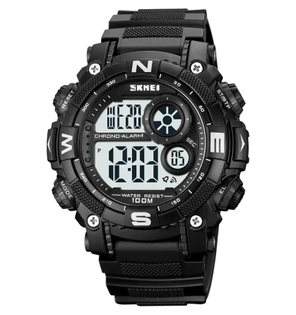 Чоловічий наручний кварцовий годинник Skmei 1887 (Чорний з білим циферблатом) Вінниця