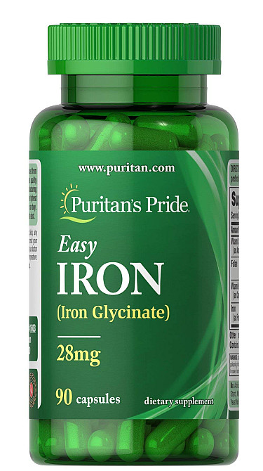 Железо Puritan's Pride Easy Iron 28 mg (Iron Glycinate) 90capsules Луцк - изображение 1