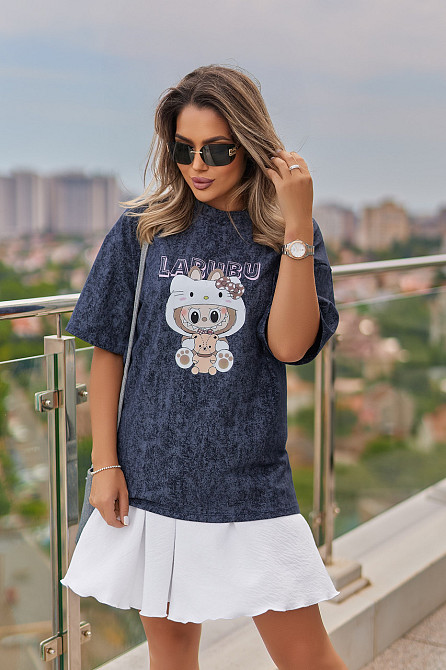Модна футболка тай-дай Labubu "Kitty" (Туреччина) | Батал Київ - фото 5