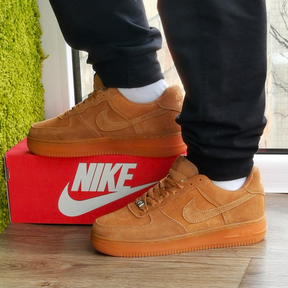 Кроссовки Nike Force Рыжие Женские Форсы Замшевые Коричневые Найк (размеры: 37,38,39,40,41) Днепр - изображение 1