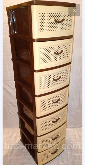 Комод пластиковый тумбочка на 7 ящиков беж с коричневым Харьков - изображение 4