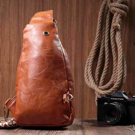 Стильна жіноча слінг сумка через плече з екошкіри Vintage 22751 Рудий Київ