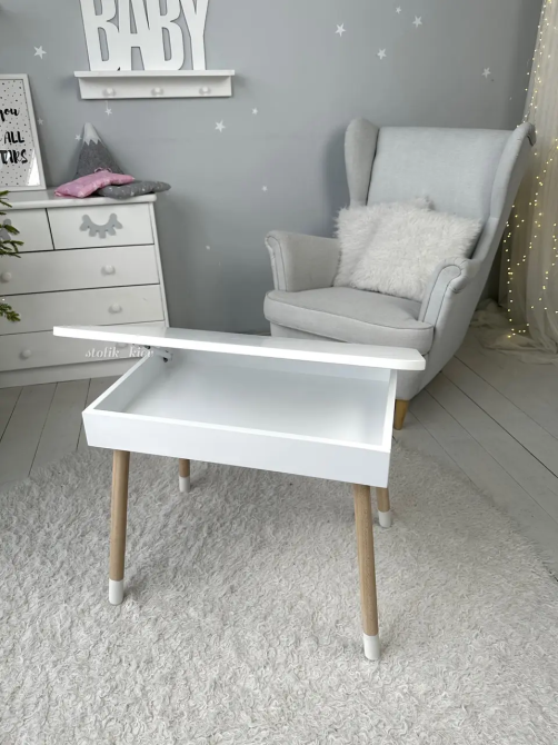 Дитячий столик з ящиком для олівців + стільчик Зайчик (Білий) Вінниця - фото 7