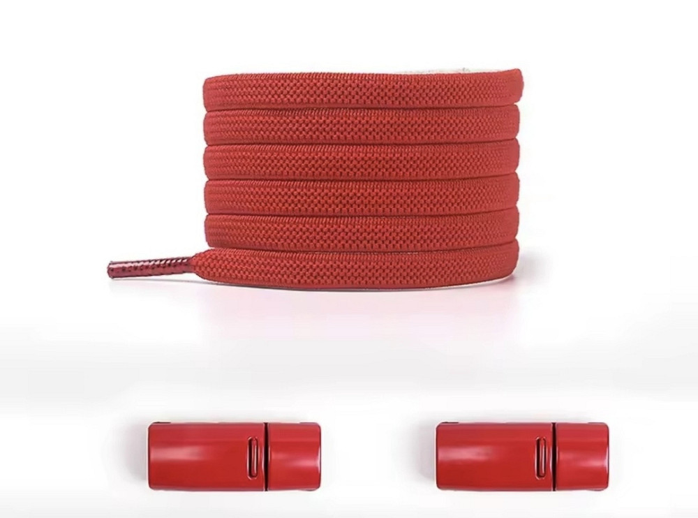 Еластичні шнурки без зав'язок з магнітними застібками в один колір 5 мм  Червоний Сміла - фото 1