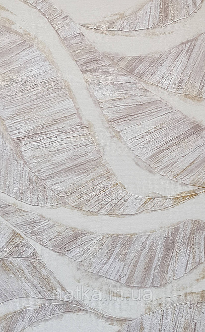 Шпалери вінілові на флізеліновій основі Rasch Ascona 1.06х10 листя структурні бежеві кремові із золотистим Київ - фото 1