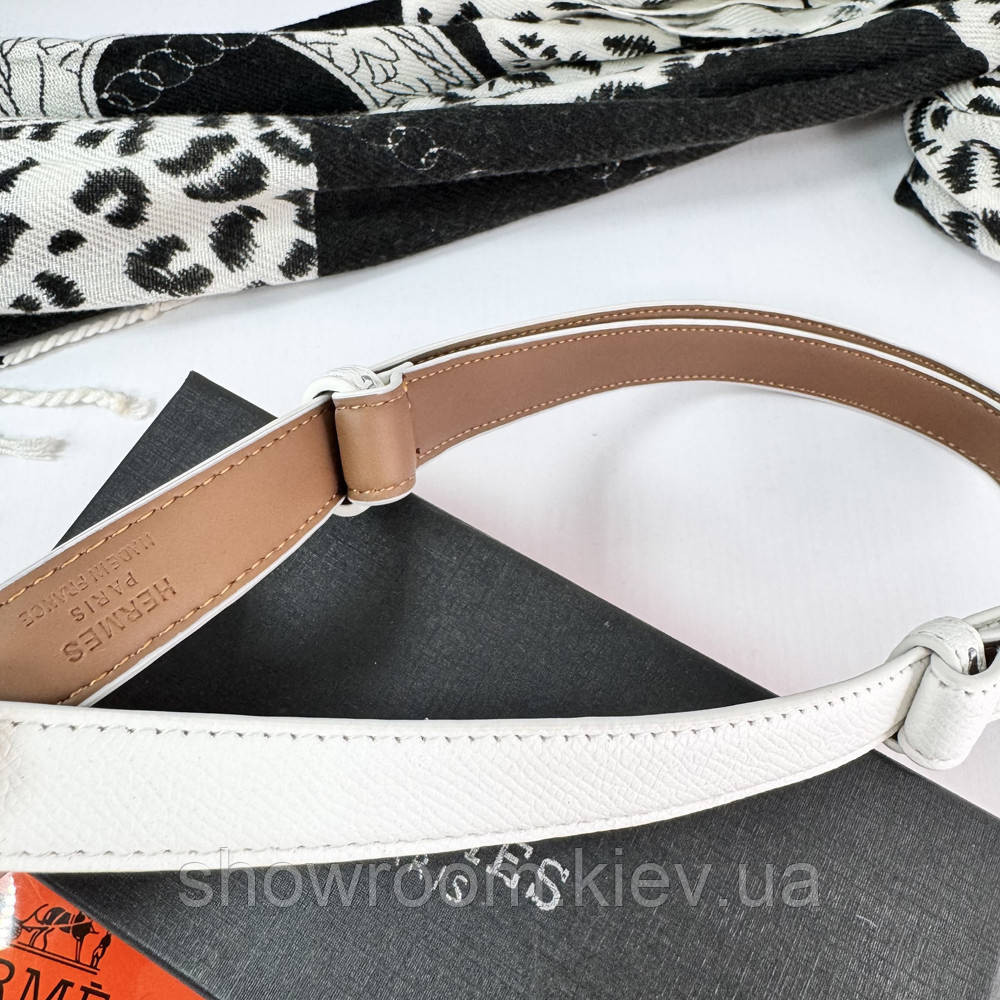 Женский кожаный ремень Hermes Гермес (280-1) белый Киев - изображение 8