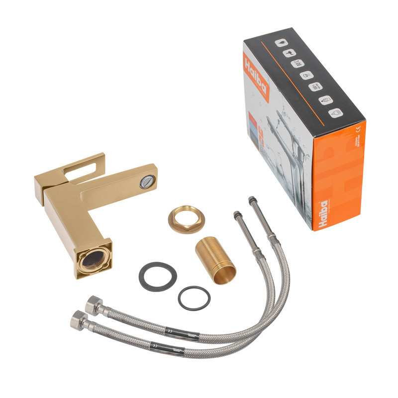 Змішувач для умивальника Haiba KANT 001 BRUSHED GOLD   ( HB9605 ) 39839 Харків - фото 3