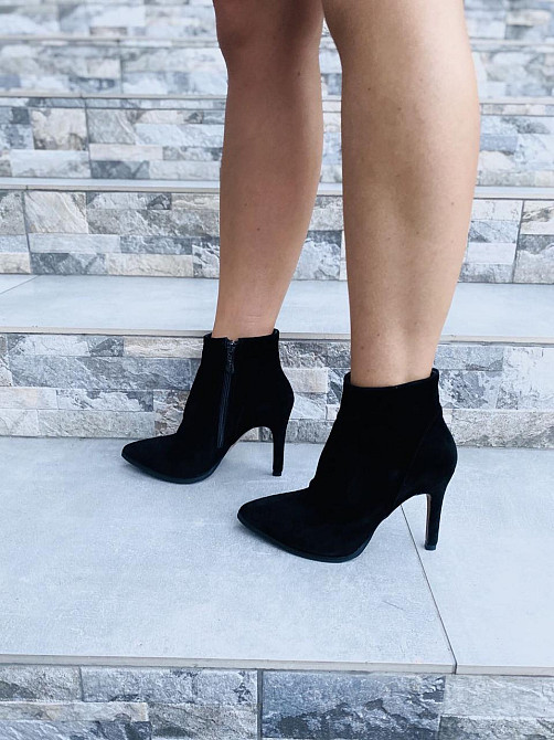 Nivelle Черевики жіночі демісезонні весна-осінь чорні, натуральна замша на підборах шпильці р. Коломыя - изображение 5