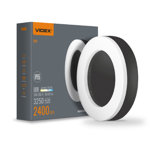 LED Світильник 30W 5000К 220V круглий чорний VL-BHFR-305B Videx Житомир
