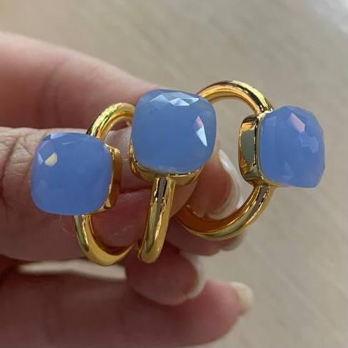 Помелато кільце позолота з блакитним каменем відтінку лаванди/Малюче вінтажне кільце з блакитним каменем Одеса - фото 1