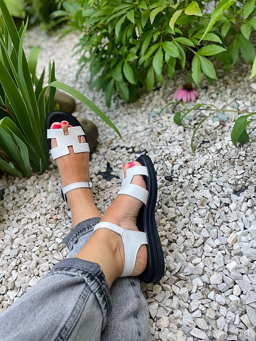 Mermaid Босоніжки жіночі білі Mermaid 514 літні з натуральної шкіри / Шкіряні босоніжки на низь Коломыя - изображение 8