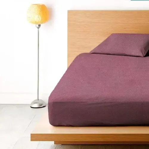 лавандовый Простынь махровая на резинке с наволочками Anisa (220х240+30 см) Коломия