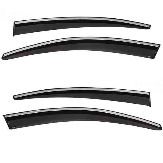 Дефлектори вікон (вітровики) з хром полосою Volkswagen Golf VII 2013-2019, 4шт, SunPlex, хетчбек, на скотчі Вінниця