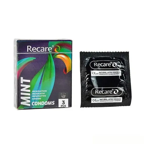 Презервативи Holographic Recare Ultra Thin Mint Condoms 3шт, ультратонкі, аромат: м'ята Львів