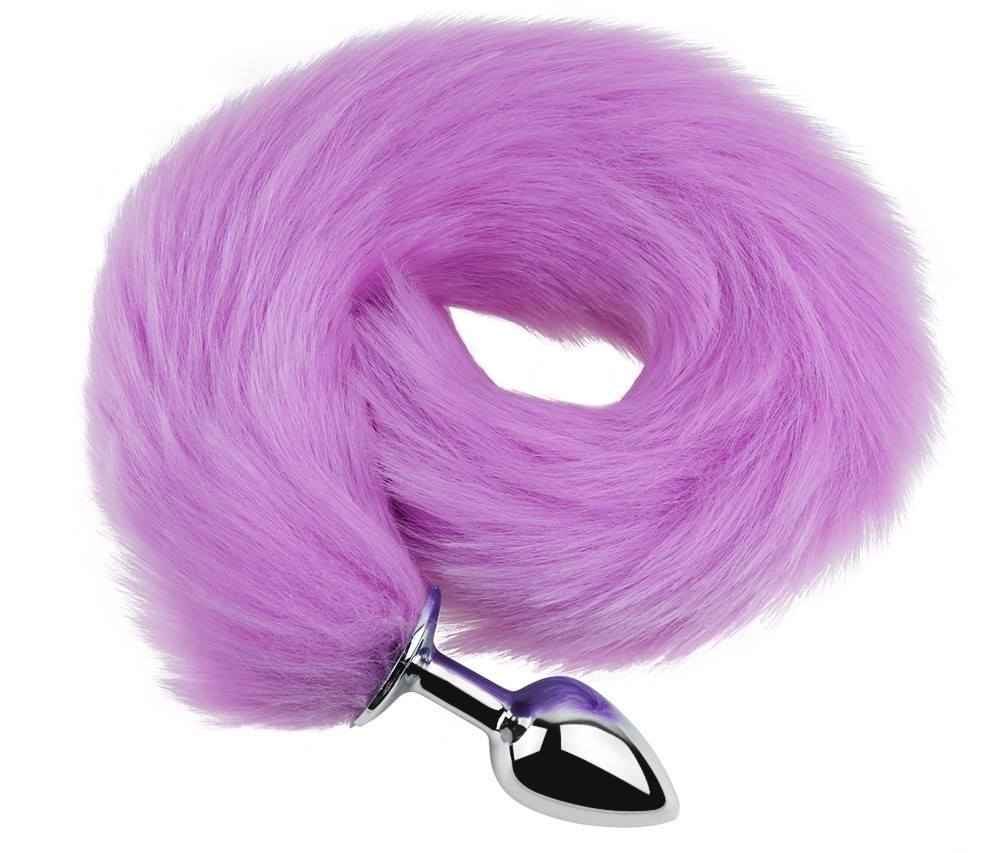 Анальна пробка з хвостом EGZO - Fox Tail Silver Plug Purple, size S Sex Aura Київ - фото 1