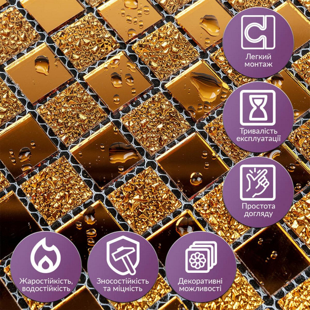 Мозаика из декоративного стекла 298х298х4,5мм Оранж SW-00002360 Киев - изображение 4