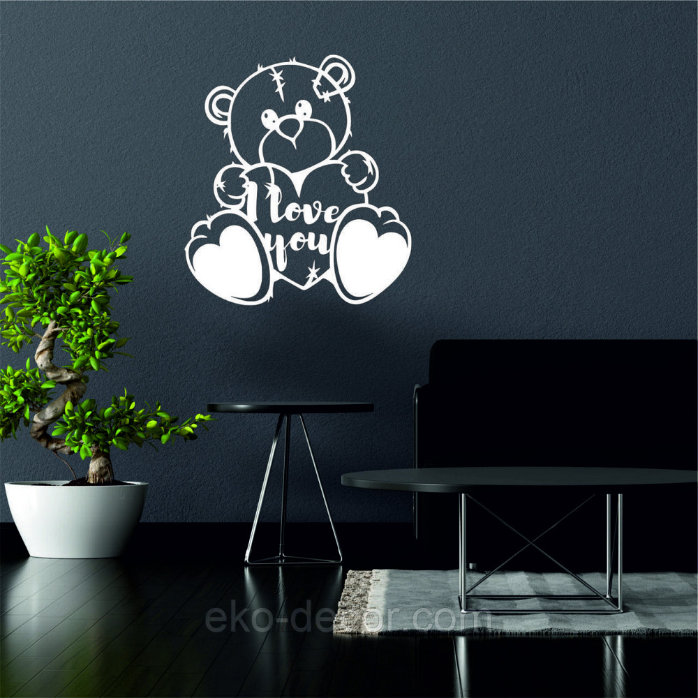 Декоративное настенное Панно «Мишка» Декор на стену 90*82 см, Белый Киев - изображение 3