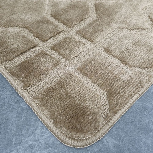 Набір килимків для ванної кімнати 2шт 57*100см+57*50см U-виріз Геометрія Joy бежевий тафтинг Дариана Житомир - фото 6