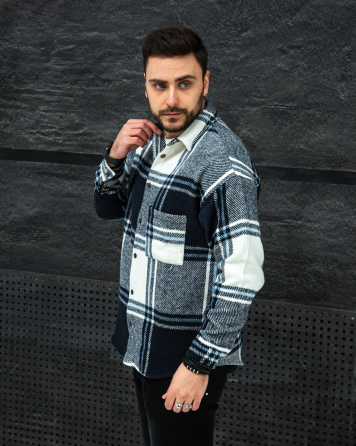 Сорочка чоловіча байка Біло-Темносиній M Харків