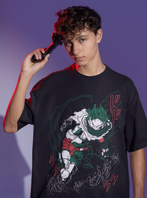 Футболка аниме Моя геройская академия оверсайз (S/M/L) Черний AnimeJ1028 Днепр - изображение 2