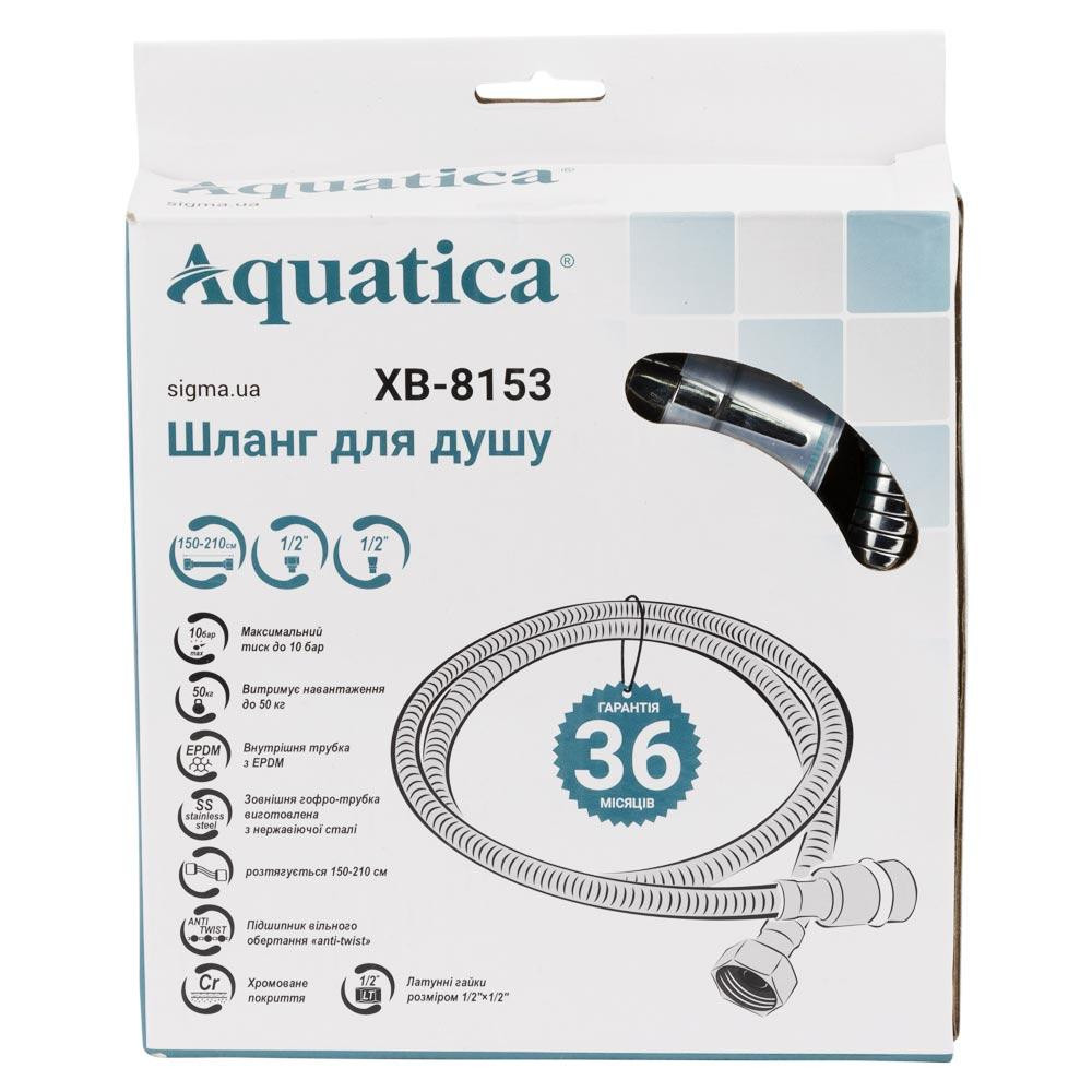 Шланг для душу 1/2" SS хромований розтяжний з підшипником 150-210 см AQUATICA XB-8153 (9792020) Київ - фото 2