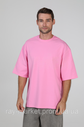 Футболка оверсайз RAY OVERSIZE мужская розовая (U0104M-Pink) 2XL-3XL Киев