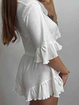 Женский комплект на завязках с шортами Молочный M-L Харьков