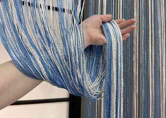 Шторы-нити с люрексом Голубой с белым 300х300см 1 шт (61-071) Киев