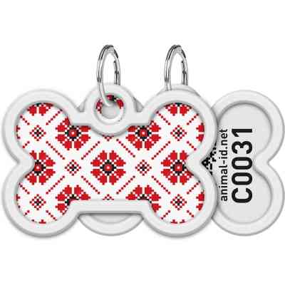 Адресник для животных WAUDOG Smart ID с QR паспортом "Вышиванка", кость 40х28 мм (231-4033) Винница
