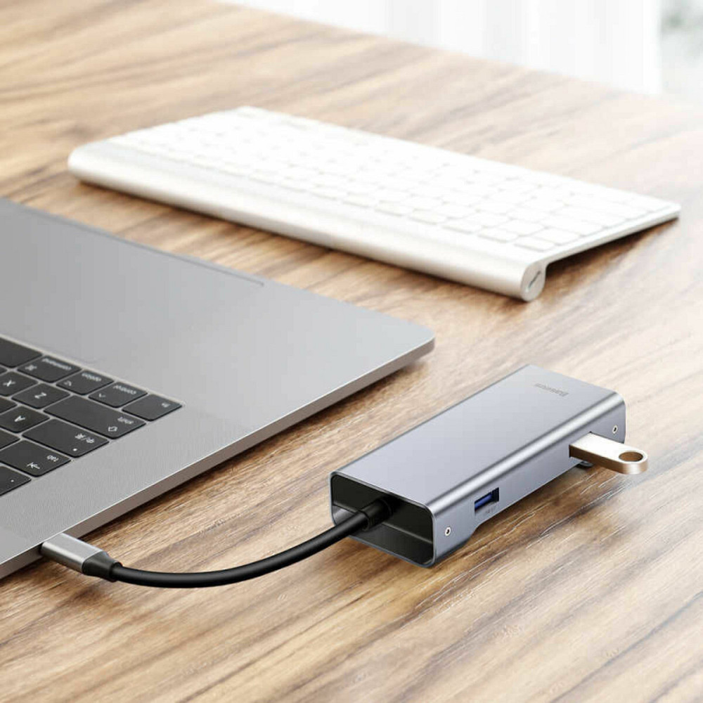 USB-Hub Baseus Square Desk Type-C Multi-functional HUB Deep gray Киев - изображение 3