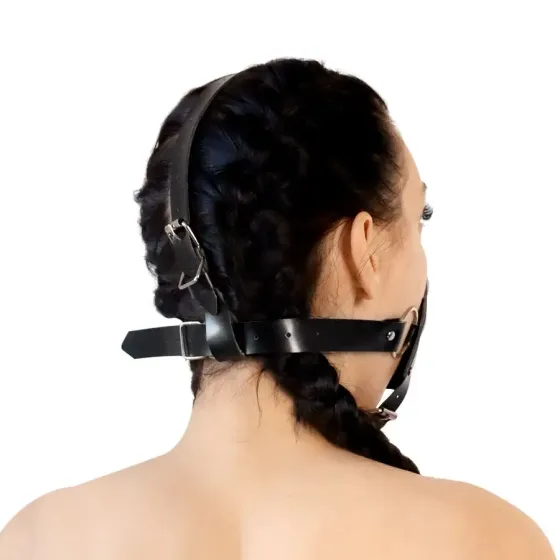 Кляп-маска з пластиковою кулею Art of Sex - Slave, Натуральна шкіра, колір Чорний Львів